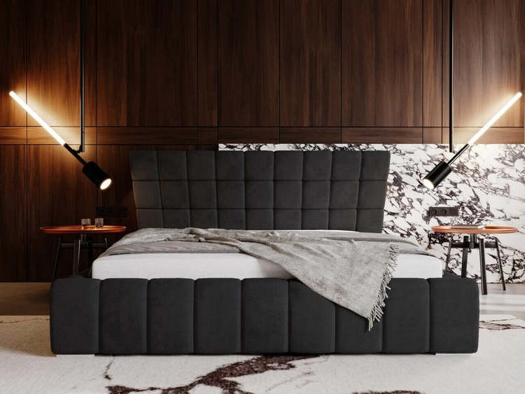 Polsterbett mit Bettkasten und Lattenrost 140x200 Paris Schwarz