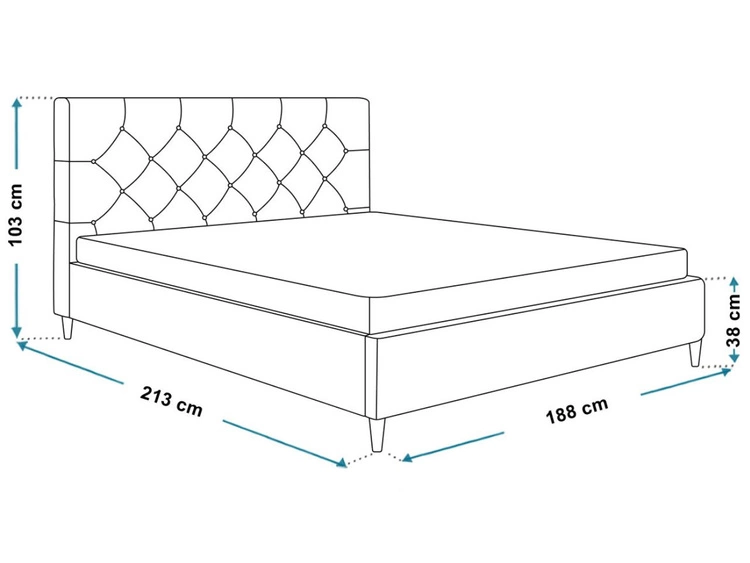 Polsterbett mit Lattenrost 180x200 Tril Dunkelblau
