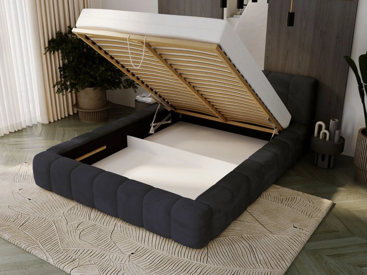 Polsterbett mit Bettkasten und Lattenrost 120x200 Ibiza Schwarz