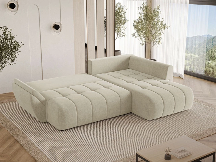Ecksofa L-Form mit Schlaffunktion und Bettkasten Genoa Beige