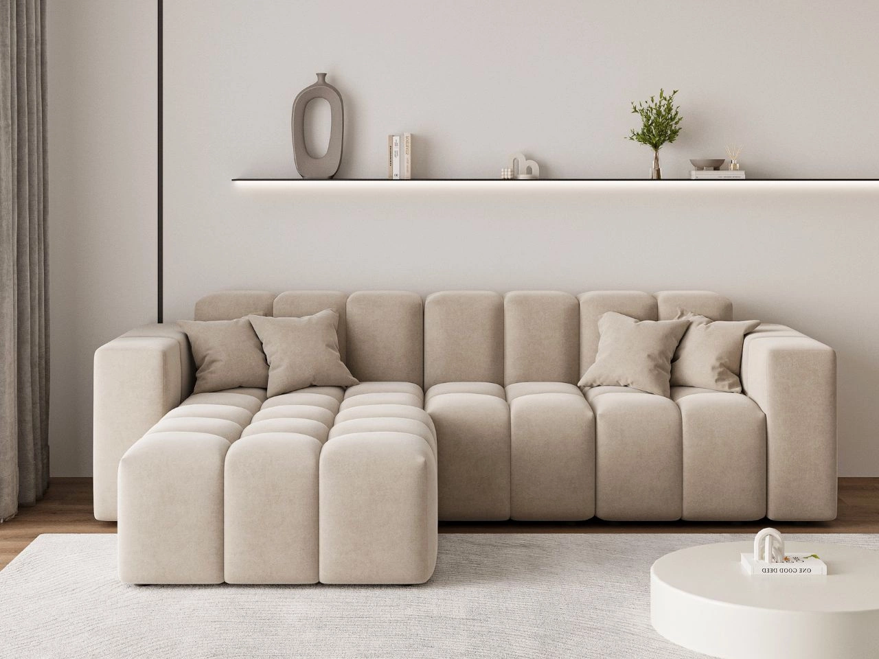 Ecksofa L-Form Links Moderne Ecksofa Loopo Beige