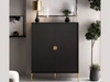 Hohe Kommode, zweitürig, mit goldfarbenen Griffen und Füßen, Orlean schwarz matt