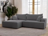 Ecksofa L-Form Links mit Schlaffunktion und Bettkasten California Grau