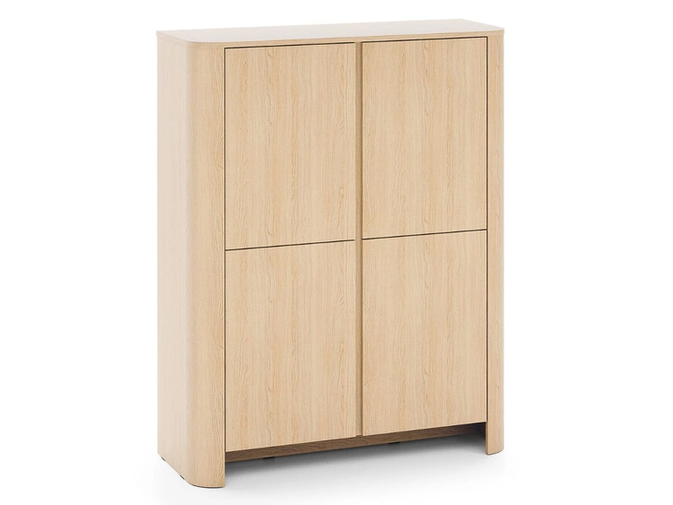 Vier-Tür-Kommode mit goldener Dekorleiste Brillo Vicenza-Eiche