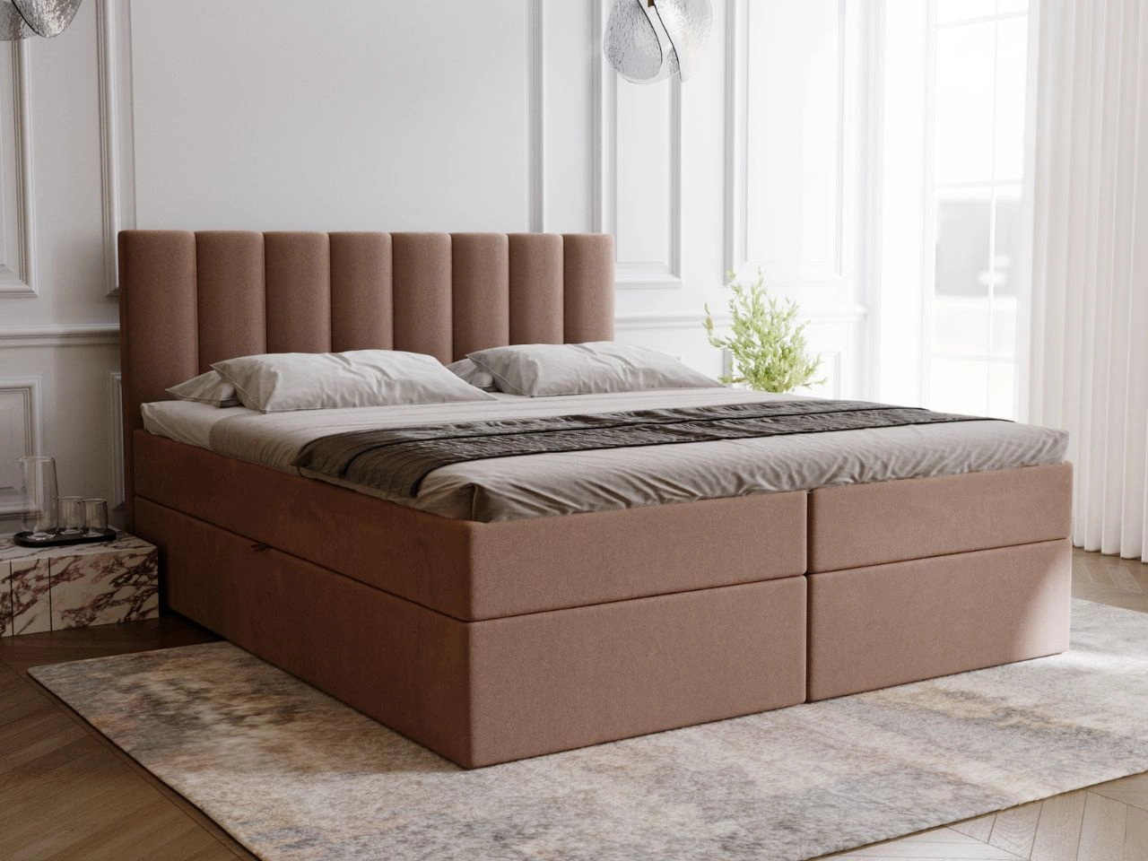 Boxspringbett mit Bettkasten 200x200 Mocca Braun
