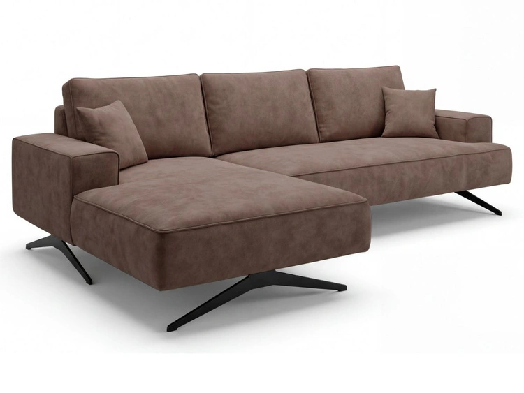 Ecksofa L-Form auf Metallbeinen Leto Links Braun