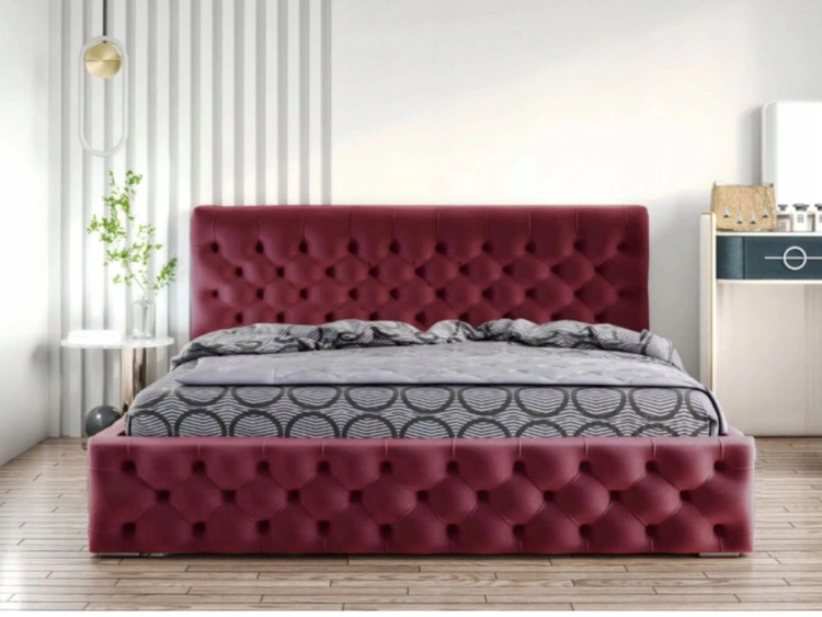 Polsterbett mit Bettkasten und Lattenrost 180x200 Velutto Rot