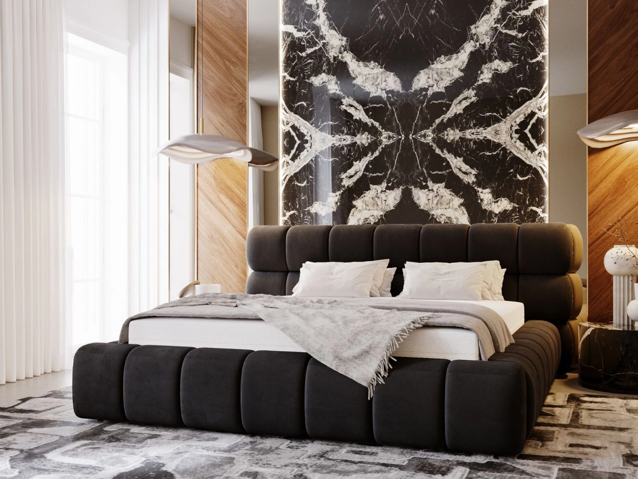 Polsterbett mit Bettkasten und Lattenrost 160x200 Mellow Schwarz