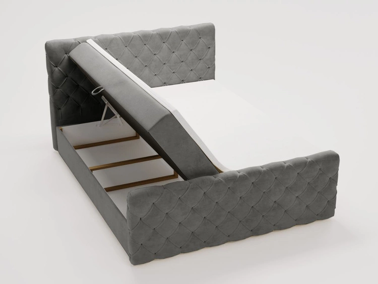 Boxspringbett mit Bettkasten 140x200 Lunaris Grau