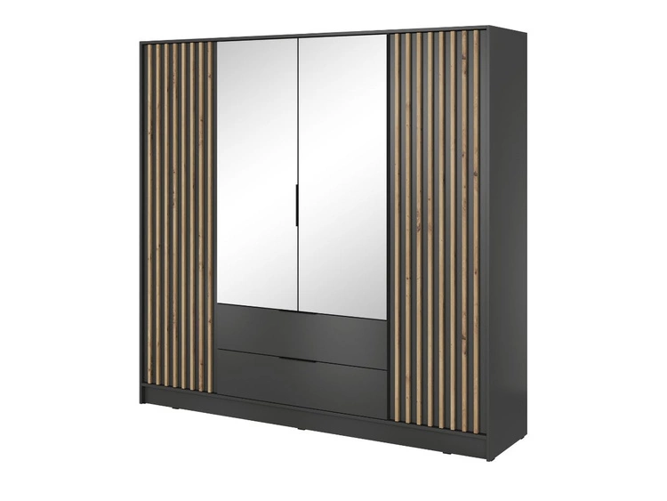 Kleiderschrank mit Spiegel 206 cm Macron Graphit, Artisan Eiche