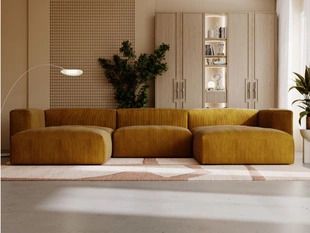 Wohnlandschaft Universell Moderne Cord Ecksofa Landi Honigfarben