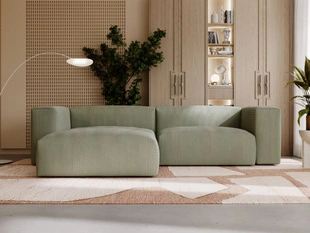 Ecksofa L-Form Links Moderne Cord Ecksofa Landi Grün