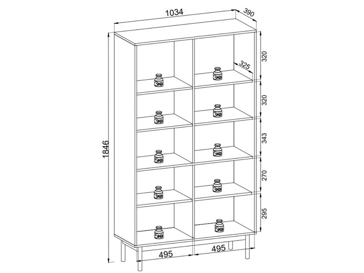 Vitrinenschrank Julio Linea Eiche