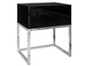 Nachttisch mit Schublade und silbernen Gestell Brisa Schwarz Hochglanz