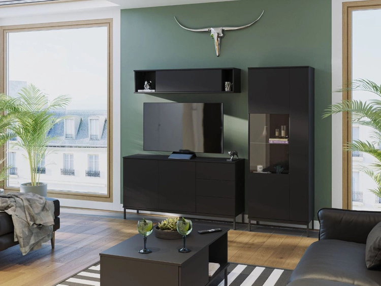 Kommode mit Türen und Schubladen Soroko Schwarz