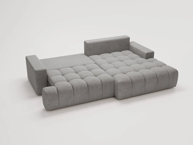 Ecksofa L-Form mit Schlaffunktion und Bettkasten Havi Rechts Grau