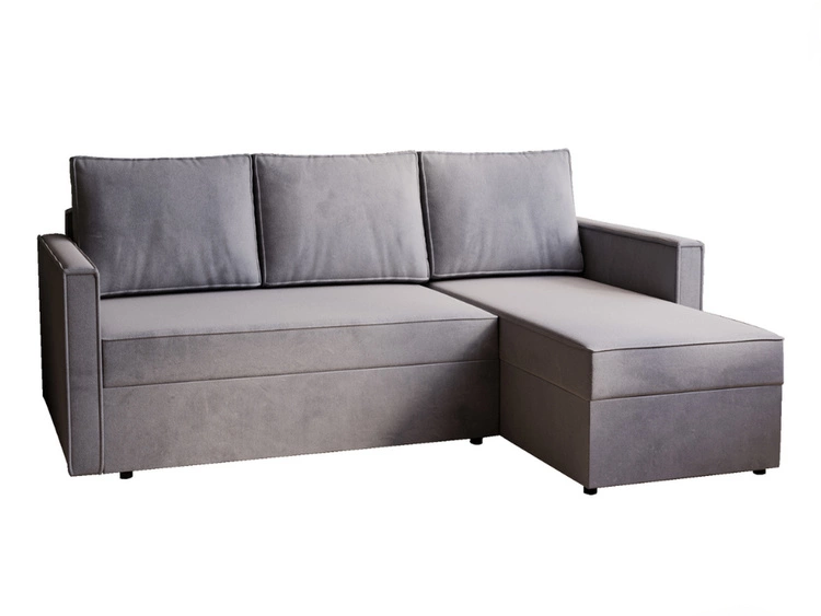 Ecksofa L-Form mit Schlaffunktion und Bettkasten Vasto Grau