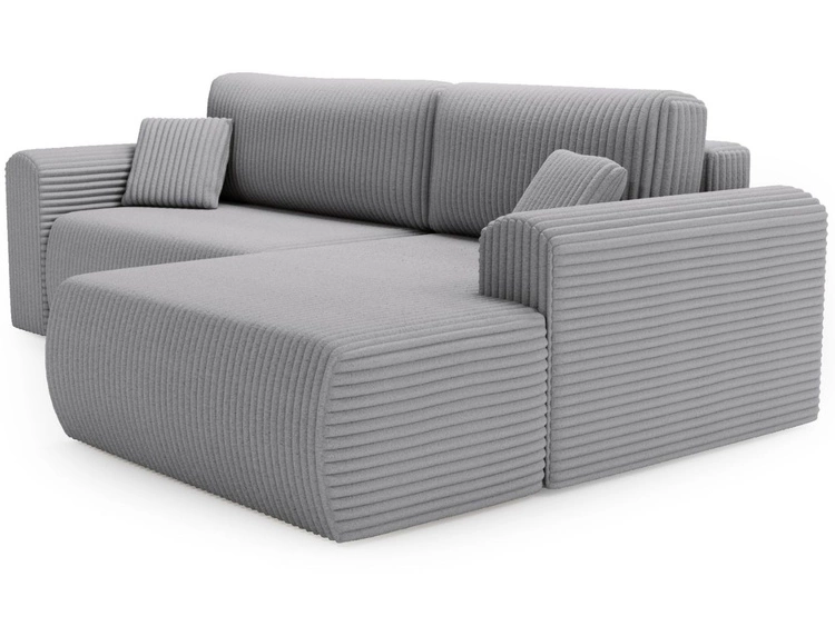 Ecksofa mit Schlaffunktion und Bettkasten Belvio rechts Hellgrau