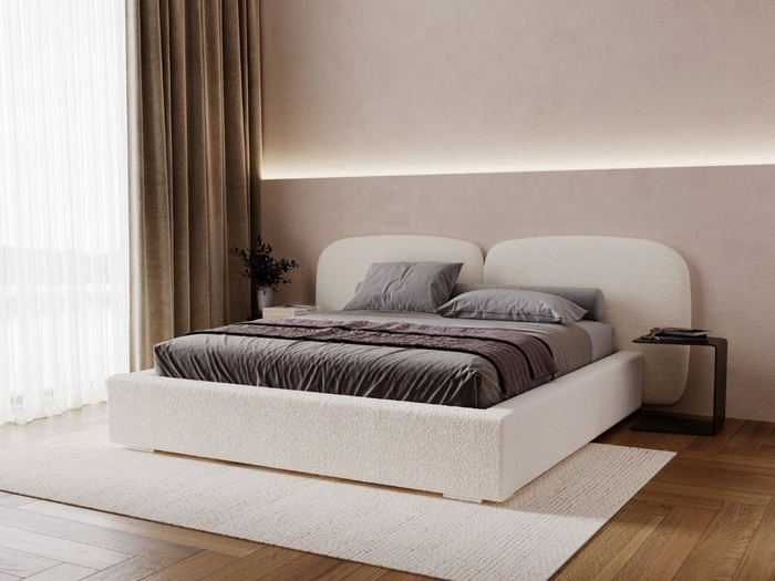 Polsterbett mit Bettkasten und Lattenrost 140x200 Palermo Creme