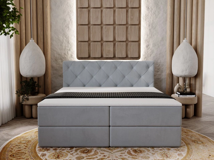Boxspringbett mit Bettkasten 160x200 Napoli Grau