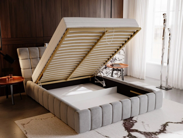 Polsterbett mit Bettkasten und Lattenrost 140x200 Paris Grün