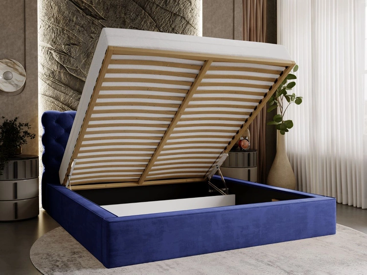 Polsterbett mit Bettkasten und Lattenrost 120x200 Apollo Blau