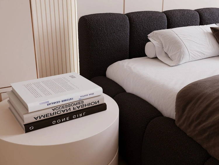 Polsterbett mit Bettkasten und Lattenrost 200x200 Cloud Low Bouclé-Stoff Schwarz