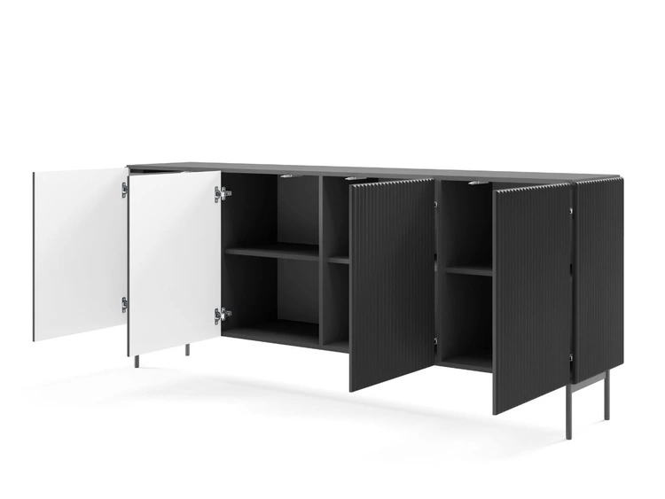 Kommode mit vier Türen Qualita Schwarz