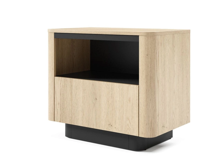Nachttisch mit Schublade Fascino Eiche Cremona, Schwarz