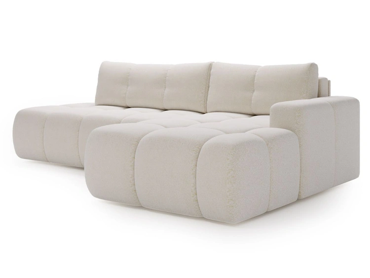 Ecksofa L-Form Rechts mit Schlaffunktion und Bettkasten Montero Weiß