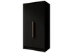 Kleiderschrank 100 cm Perugia Schwarz mit goldenen Griffen