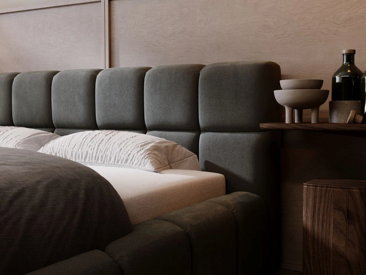 Polsterbett mit Bettkasten und Lattenrost 180x200 Alicante Dunkelgrau