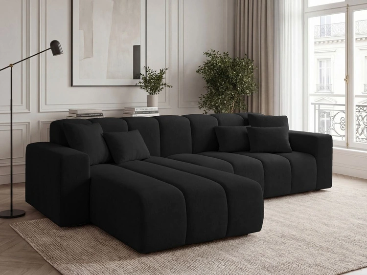 Ecksofa L-Form Links Nork Schwarz