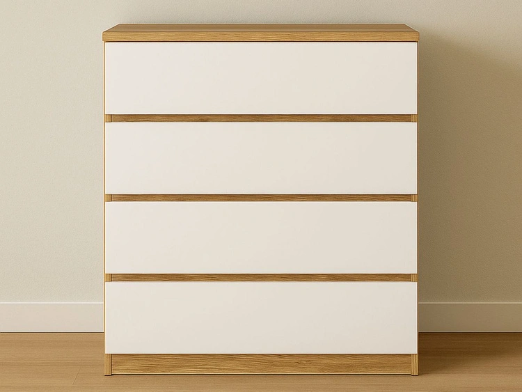 Kommode mit vier Schubladen Arcadia Eiche wotan, Weiß