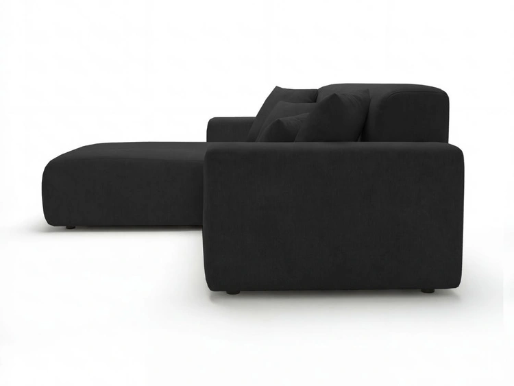 Ecksofa L-Form Links Nork Schwarz