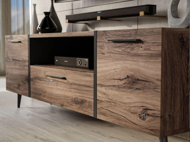 Wohnzimmer-Set im Loft-Stil auf Beinen Lunelie Eiche Flagstaff