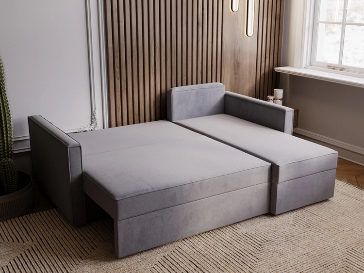 Ecksofa L-Form mit Schlaffunktion und Bettkasten Vasto Beige