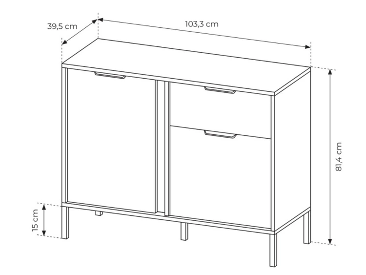 Kommode mit Türen und Schublade Drino Anthrazit