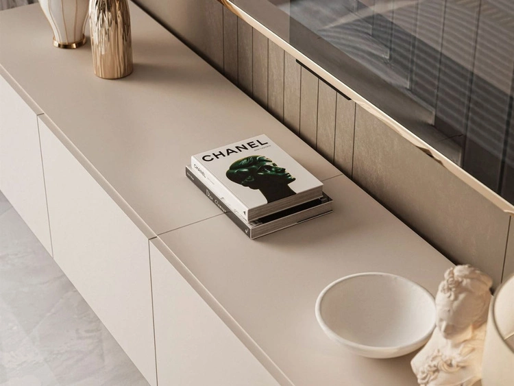 TV-Lowboard mit Türen auf Silbernen Metallbeinen 100 cm Nodoo Kaschmir