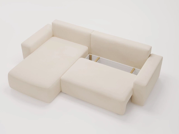 Ecksofa L-Form Links mit Schlaffunktion und Bettkasten Tazones Beige