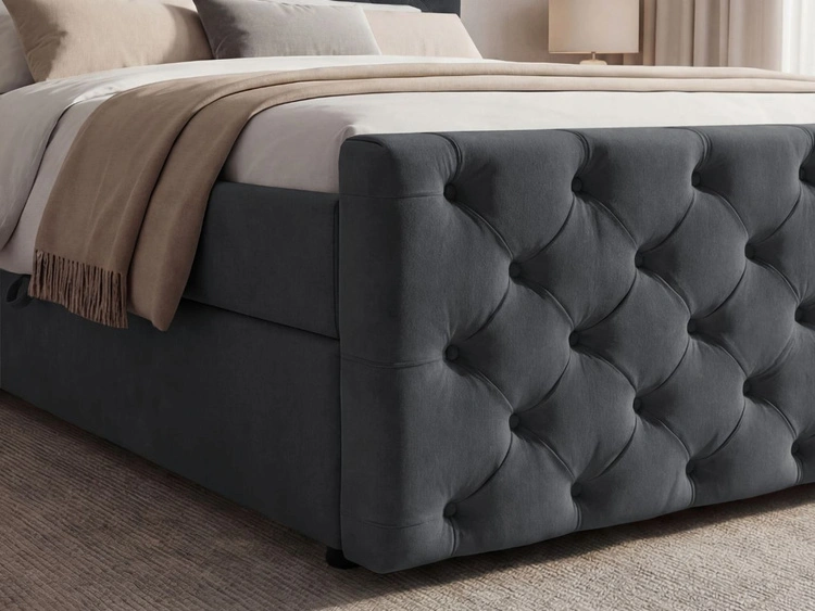 Boxspringbett mit Bettkasten 160x200 Montego Dunkel grau