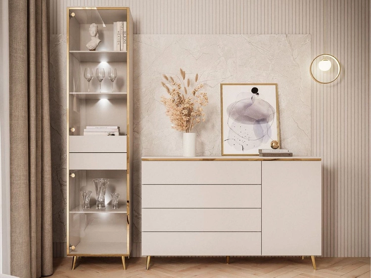 Wohnzimmer-Set mit LED-Beleuchtung im Glamour-Stil Evare Kaschmir