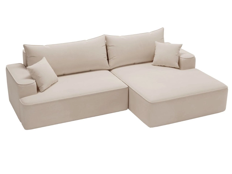 Ecksofa L-Form Rechts mit Schlaffunktion und Bettkasten California Beige