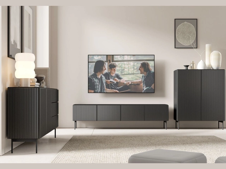 TV-Lowboard mit vier Türen Qualita Schwarz