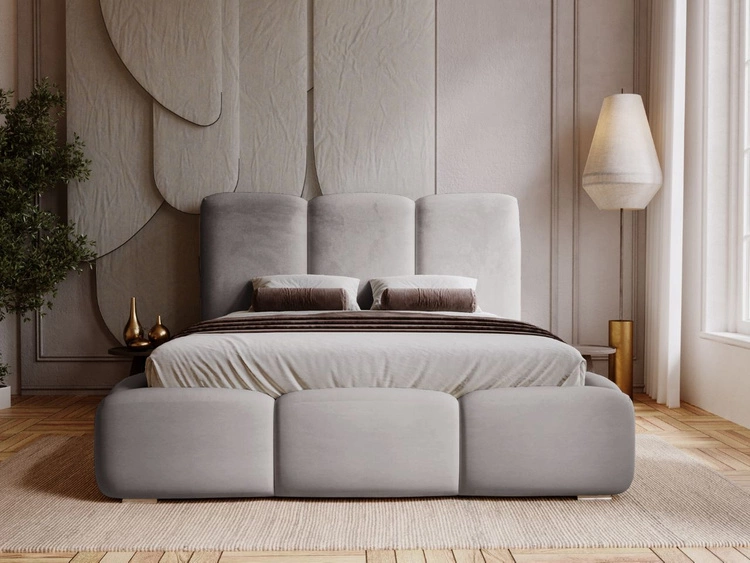 Polsterbett mit Bettkasten und Lattenrost 200x200 Bubble Grau