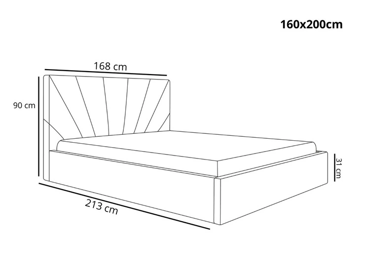 Polsterbett mit Bettkasten und Lattenrost 160x200 Orlo Dunkelblau