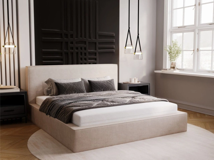 Polsterbett mit Bettkasten und Lattenrost 120x200 Monaco Beige