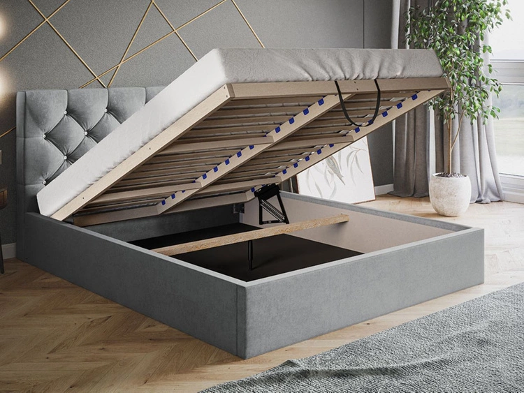 Polsterbett mit Bettkasten und Lattenrost 180x200 Selva Beige