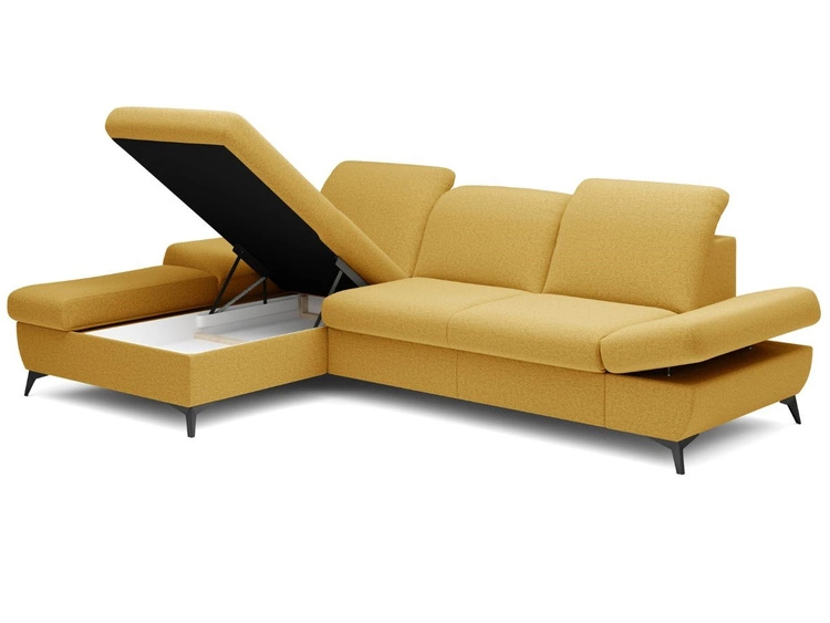Ecksofa L-Form Links mit Schlaffunktion und Bettkasten Hannover Gelb
