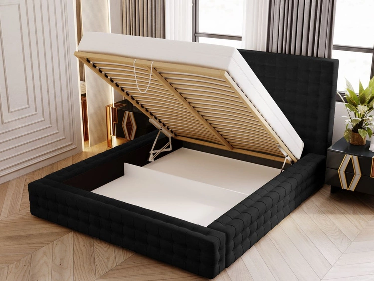 Polsterbett mit Bettkasten und Lattenrost 140x200 Barbados Schwarz